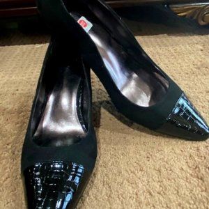 Bellini Microsuede & Croc Print Mid-Heel Pump